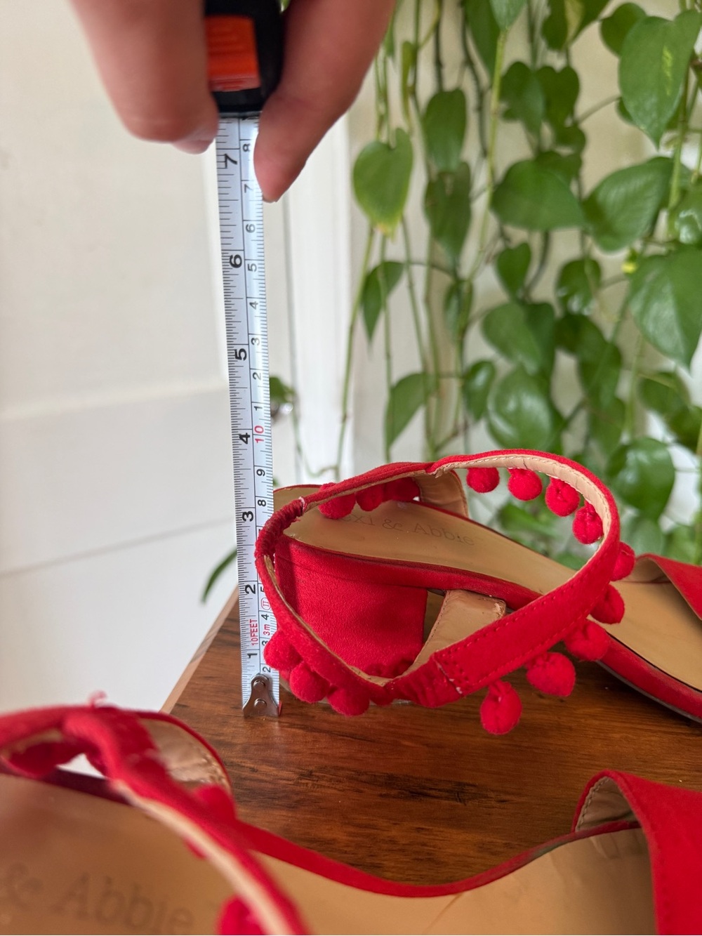 Red Pom-Pom Ankle Strap Sandals Lexi & Abbie - Picture 3 of 14